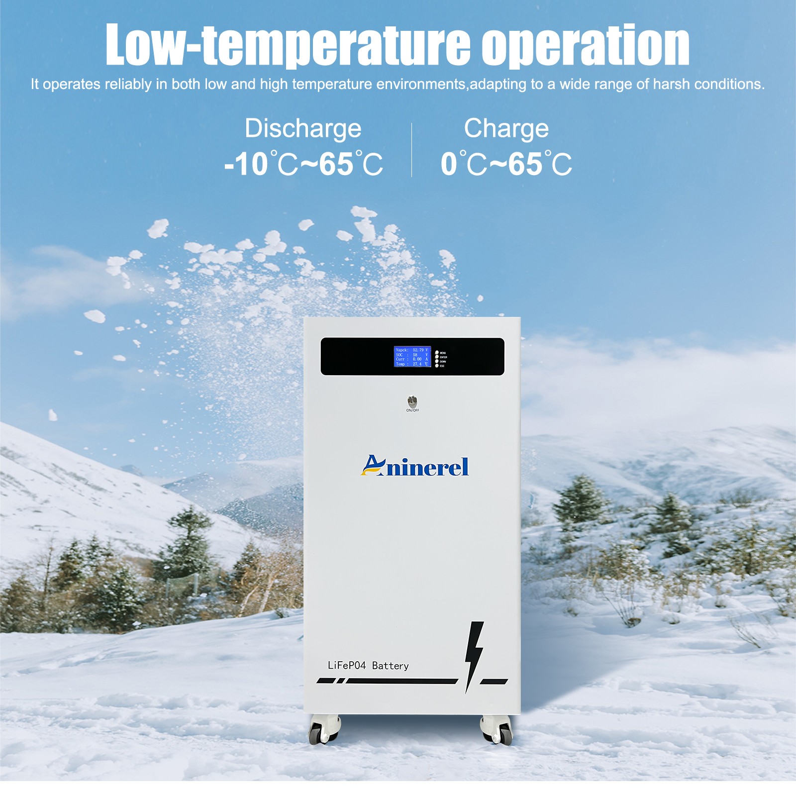 ANINEREL 16kWh 48V 314AH LiFePO4 Battery + 6kw/11kw Solar Hybrid Inverter US