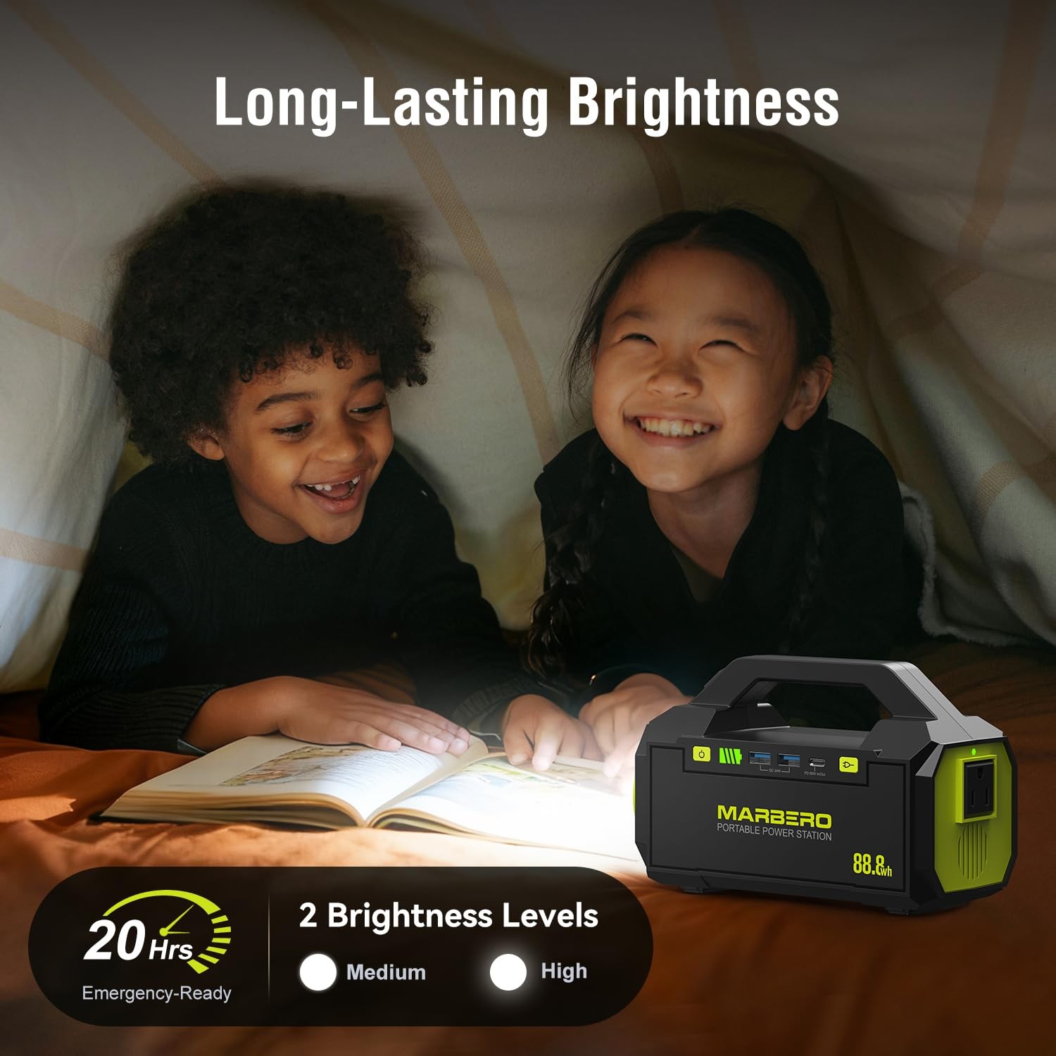 MARBERO Portable Power Station 88.8Wh Camping Portable Charger with Flashligh…