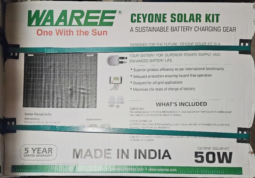 WAAREE WSBC-50 CEYONE SOLAR KIT w/30A CHARGE CONTROLLER & ROOFTOP BOX