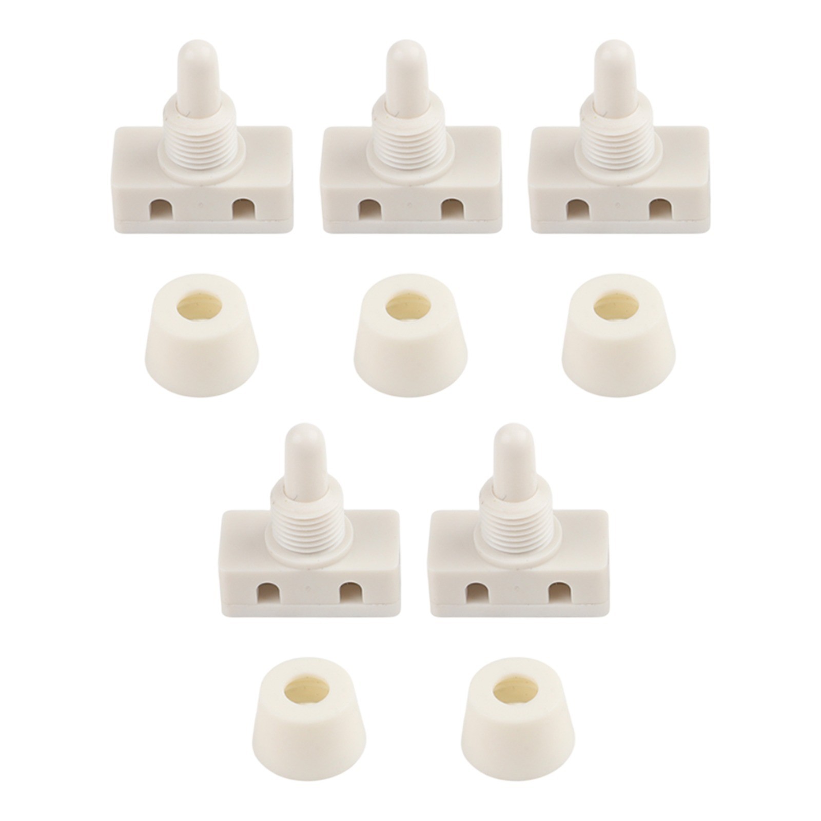 White Selflocking Push Button Switch Plastic 2A 250V for Lamp 5 Pieces Pack