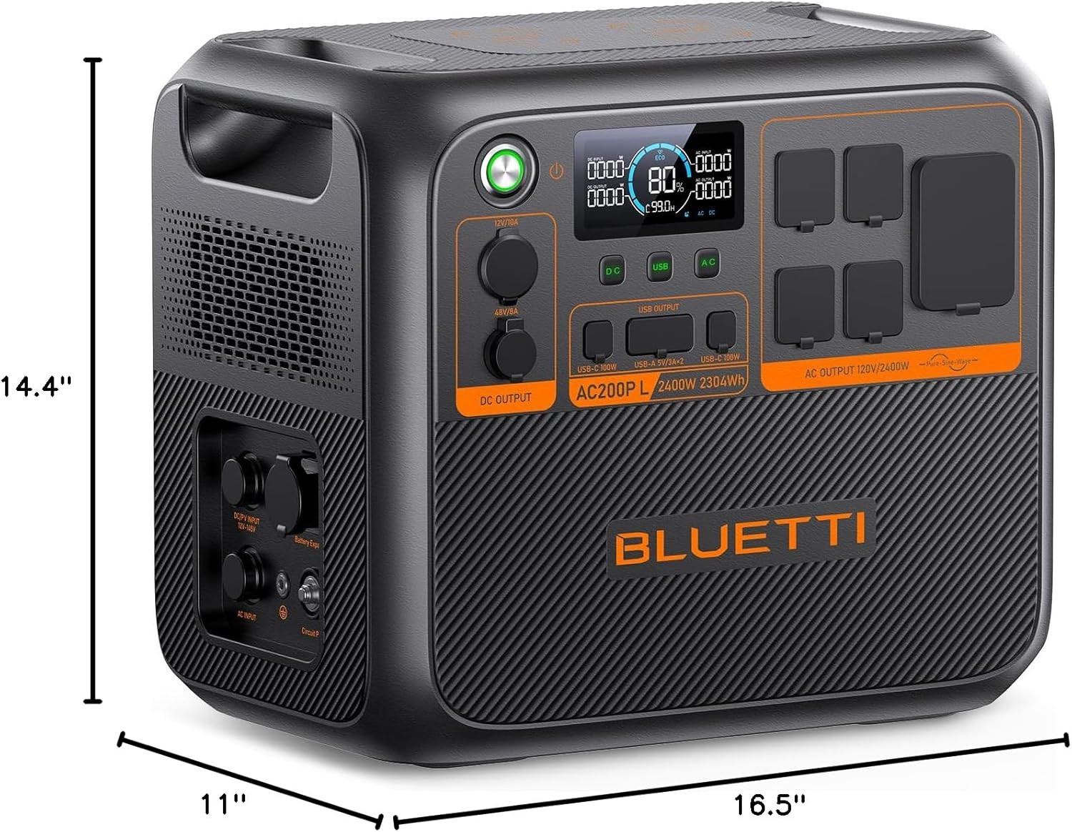 AC200PL Portable Power Station, 2304Wh Solar Generator, Expandable to 8448Wh W/
