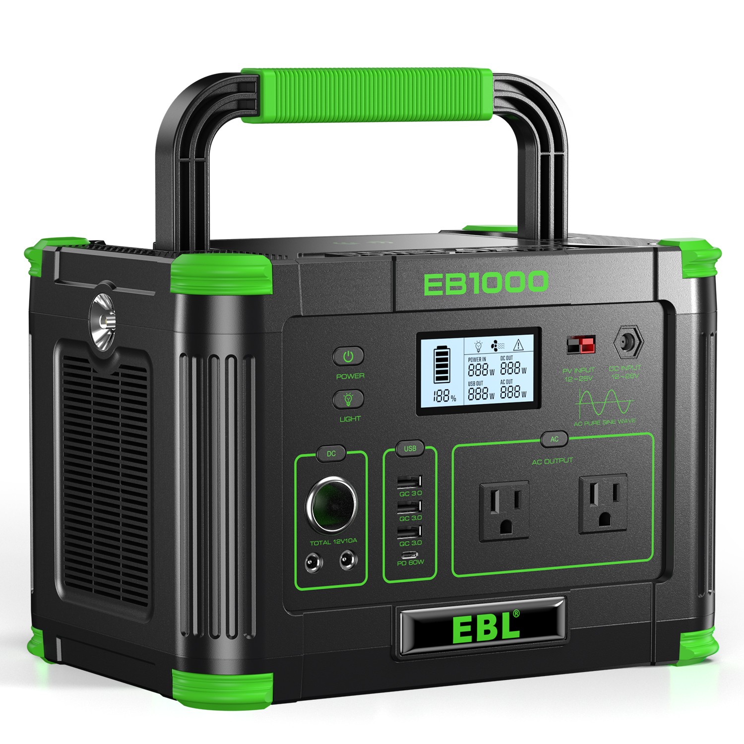 Portable Power Station 1000W 999Wh Solar Lithium Battery for Home Travel RV Van