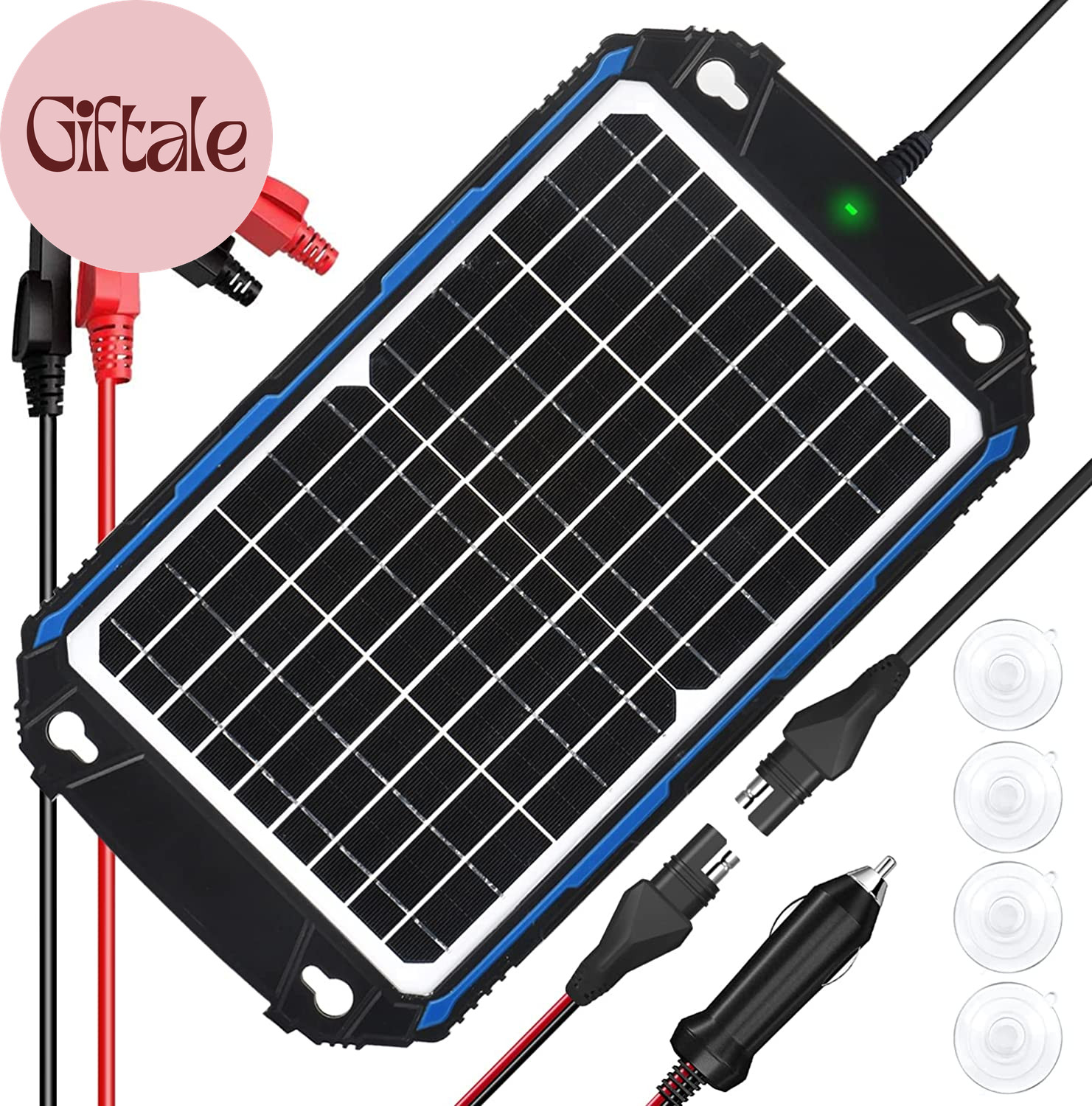Waterproof 12W 12V Solar Battery Charger & Maintainer Pro, Built-In Ultrasmart M