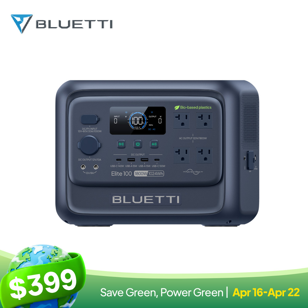 BLUETTI Elite 100 V2 (Bio-based) 1024Wh 1800W Portable Power Station for Camping
