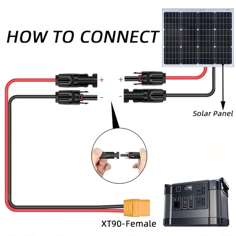 Solar Charging Cable with XT90 Input Port for Portable Generators Solar Panel