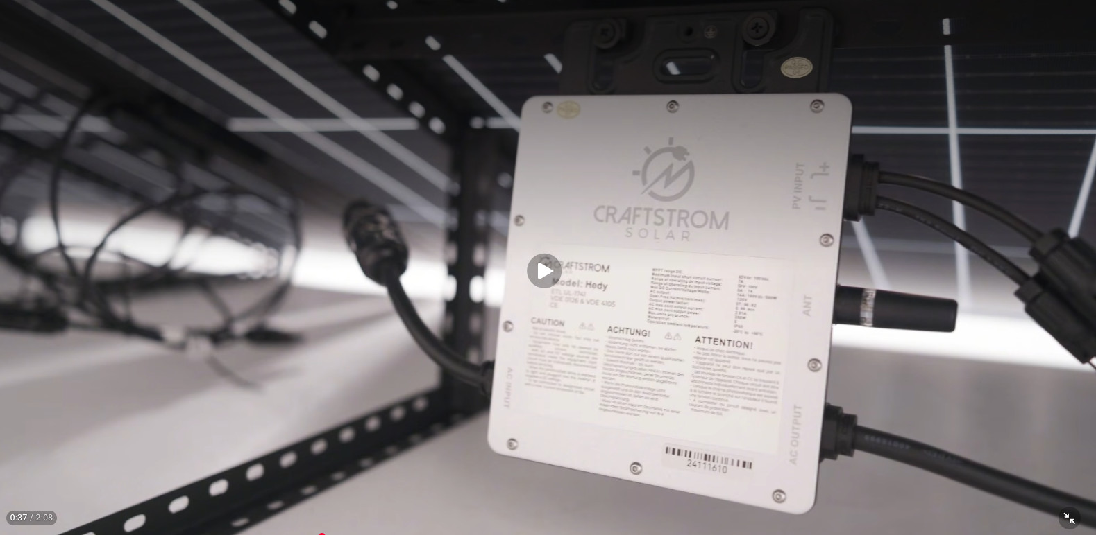 Craftstrom Plug In Solar Microinverter with Daisy-Chain Cable