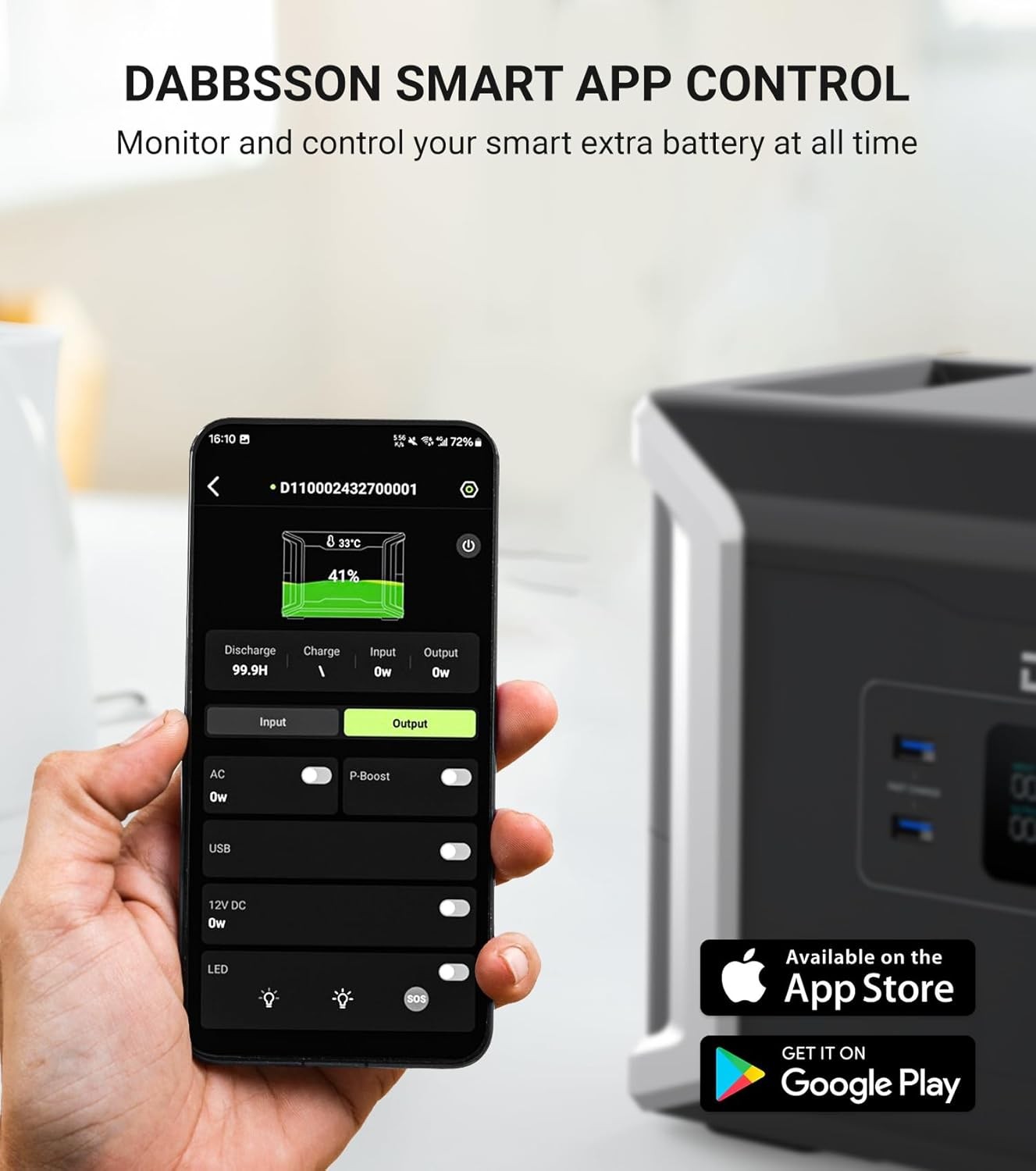 Dabbsson Power Station Solar Generator + Expandable Battery for RV Trip Home