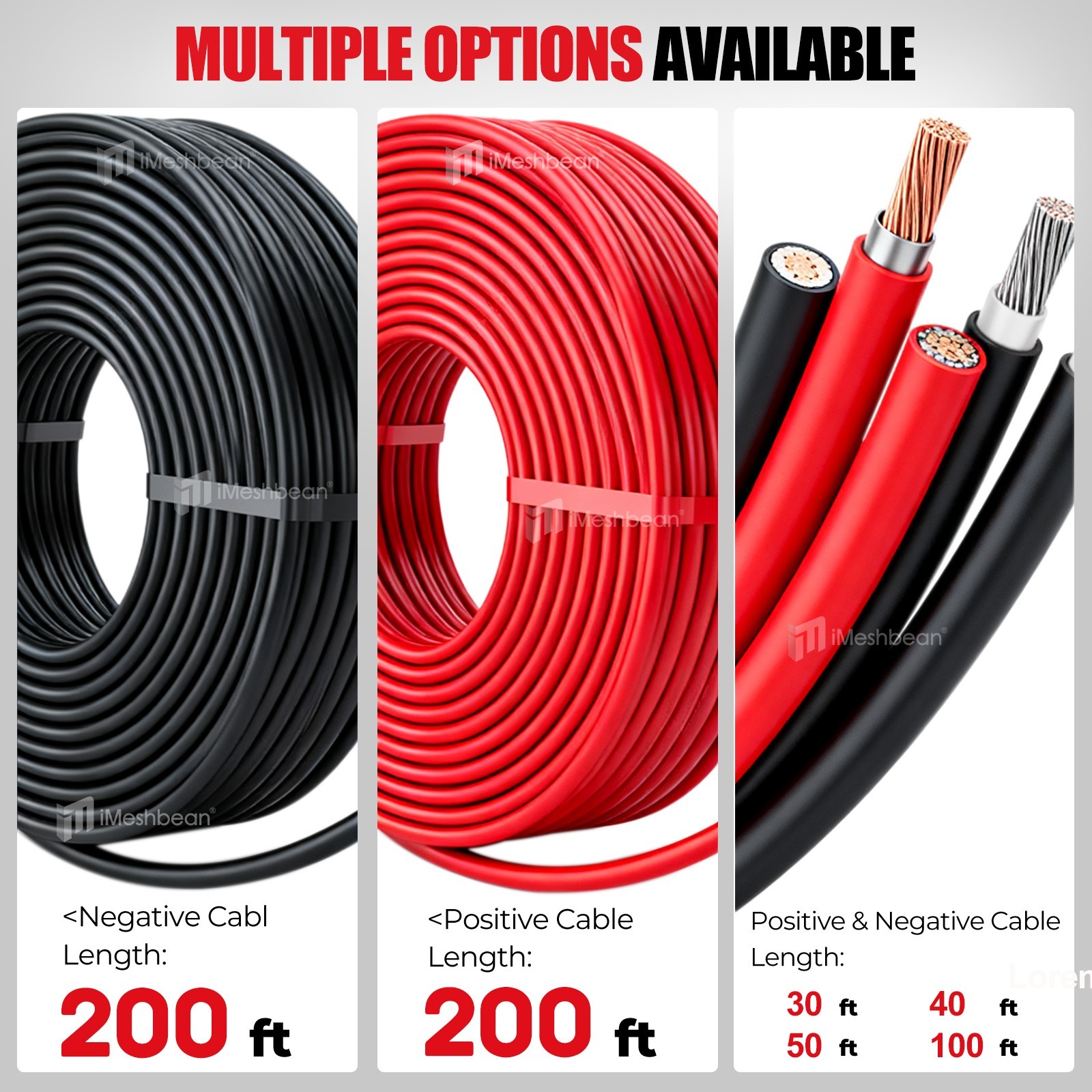 200ft Solar Panel Extension Cable 10AWG 6mm² Tinned Copper PV Cable Solar Wire