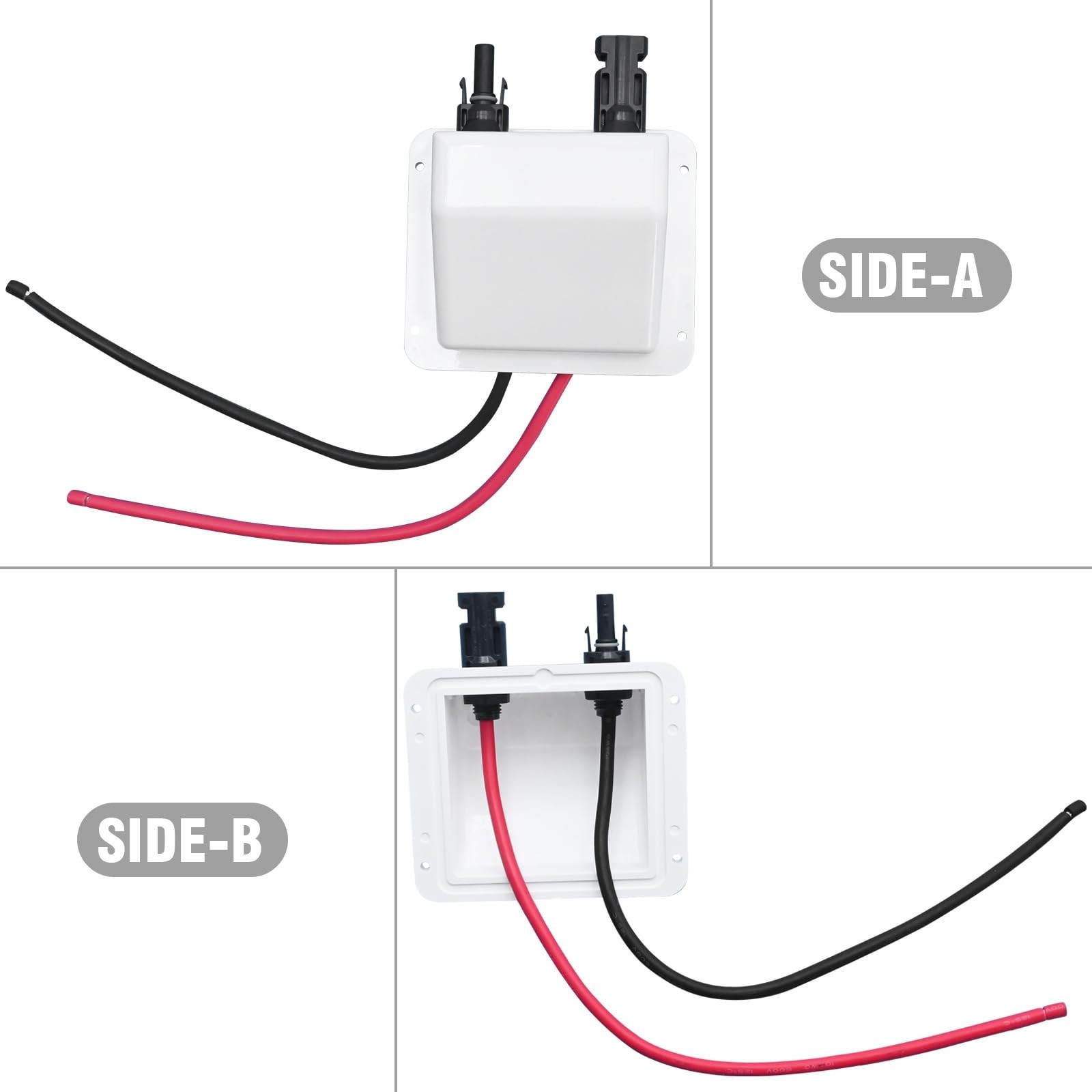 Solar Cable Entry Gland Box – 1FT 10AWG Soft Extension Cable & Connector, UV Res