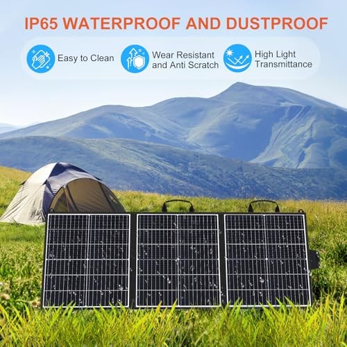 100W Portable Solar Panel, 20V Foldable Charger with USB-A QC3.0 and Mono 100W