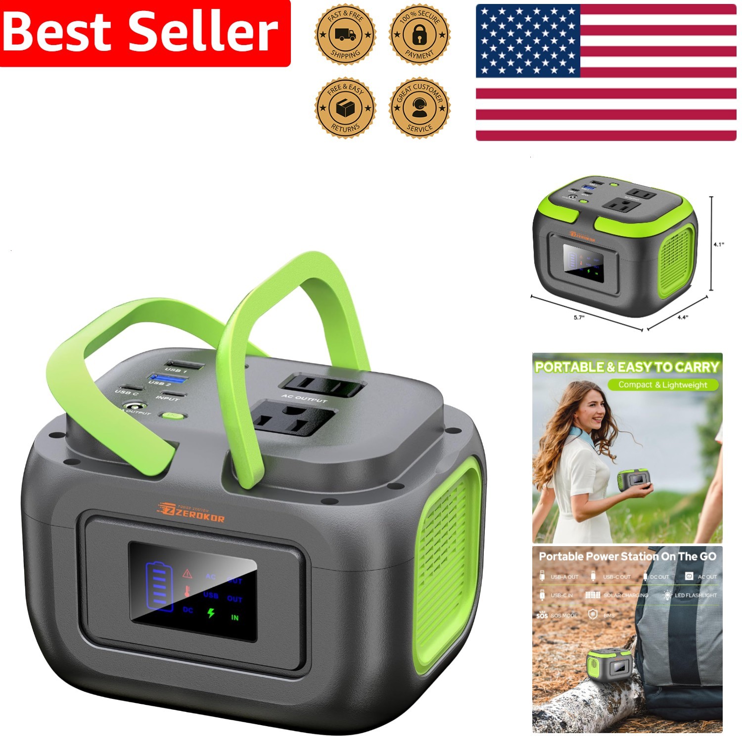 Compact 120W Power Station Solar Backup Battery Generator Lightweight