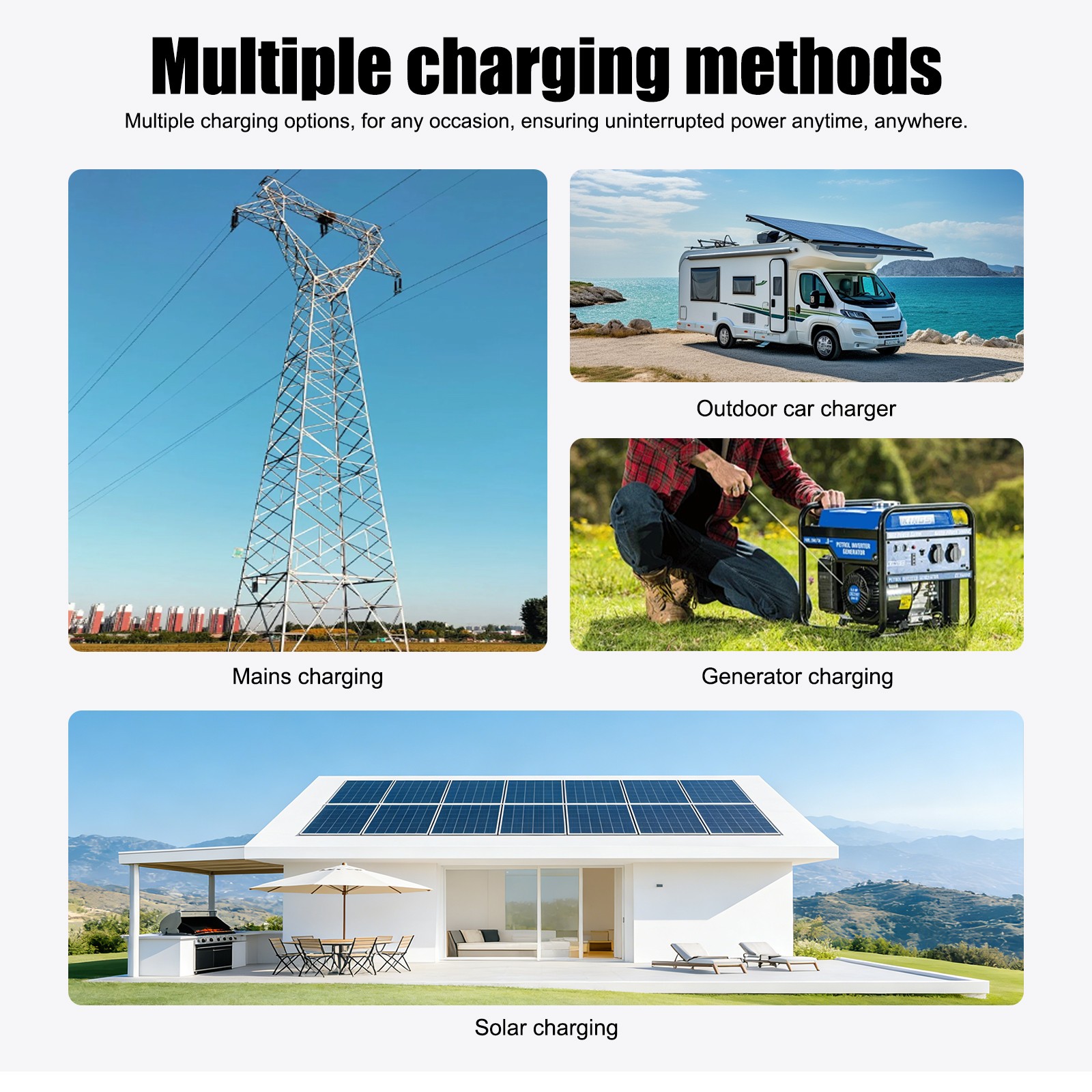 ANINEREL 16kWh 48V 314AH LiFePO4 Battery + 6kw/11kw Solar Hybrid Inverter US