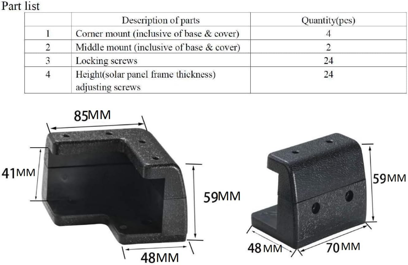 Sunway Solar Panel Mounting Brackets Corner Mount Kits for Framed Solar Panels,I