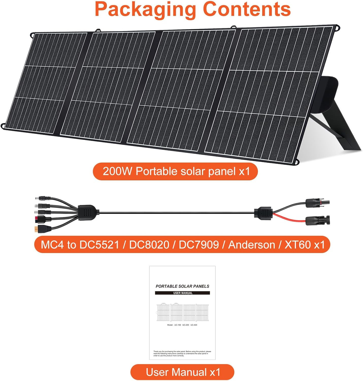 200W Portable Solar Panel for Power Station 25% Efficiency HPBC Cells ETFE Folda