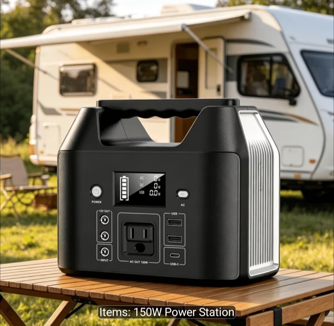 PORTABLE POWER STATION 150W SOLAR GENERATOR LITHIUM BATTERY PACK HIGH-CAPACITY