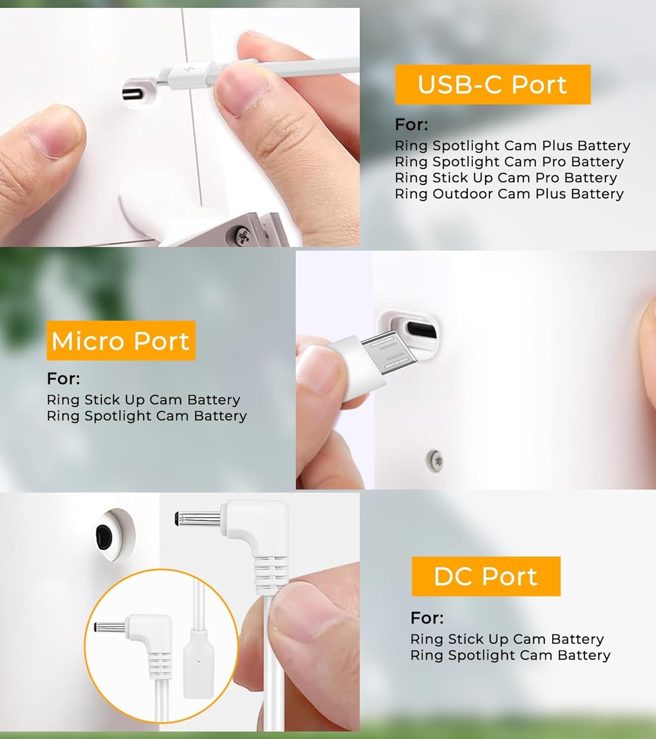 8W Solar Panel for Ring Camera, Solar Panel Charger Compatible with Ring Stick
