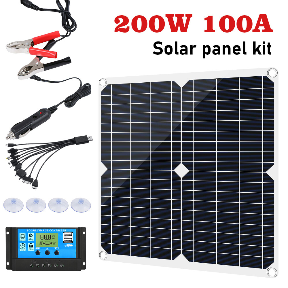 200W Solar Panel Kit 12V Battery Charger with 100A Controller Caravan Boat