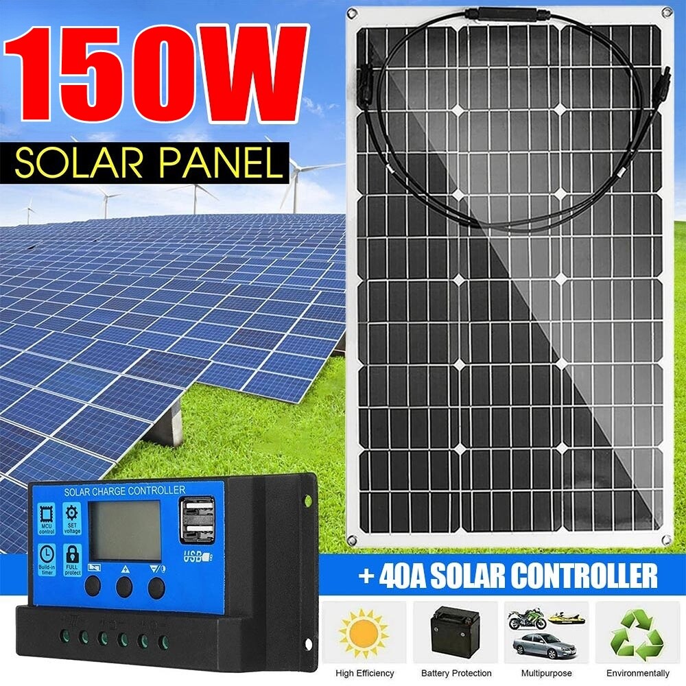 150W Mono Solar Panel for 12V-24V Solar Kit Off Grid With 30A Controller Free