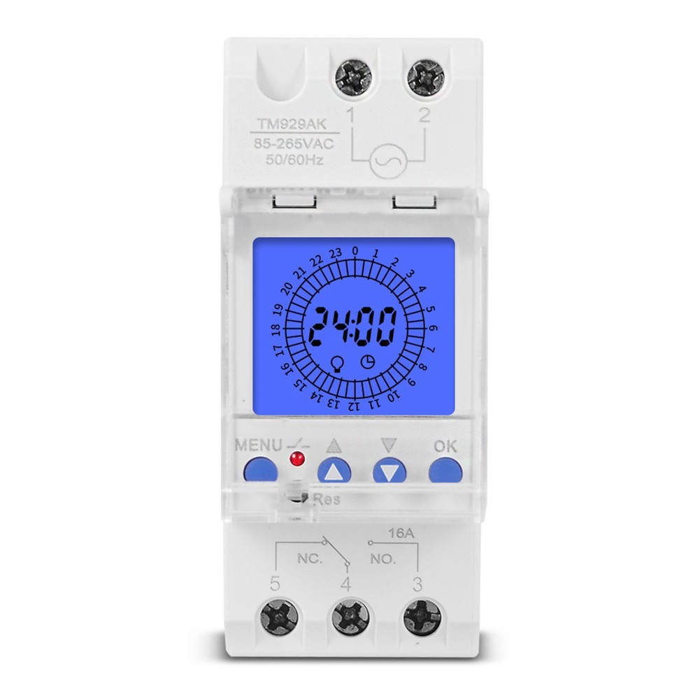 Intelligent Timer Switch 16A 24 Hours Programmable with Backlight LCD Display