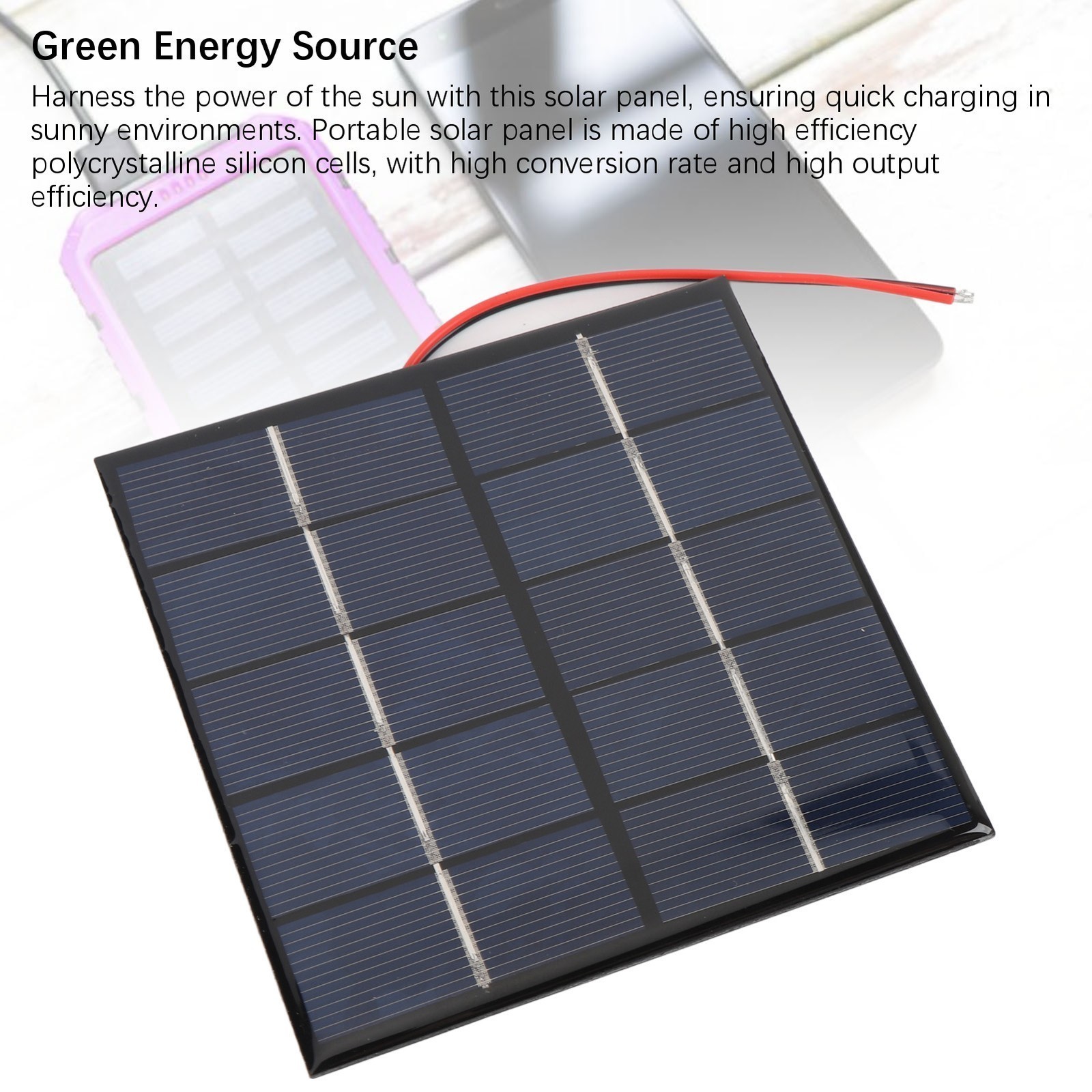 2PCS 1.2W 5V Small Solar Panel DIY Polysilicon with Electronic Wire for Phone