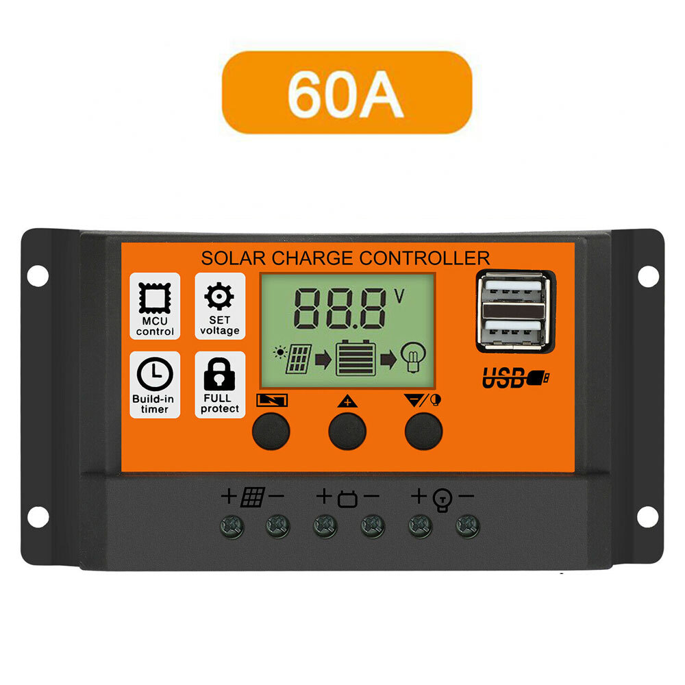 100A MTTP Solar Charge Controller Panel Battery LCD Regulator Dual USB 24/12V