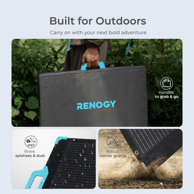 Renogy E.FLEX 220W Portable Solar Suitcase Foldable Solar Panel Off Grid Camping