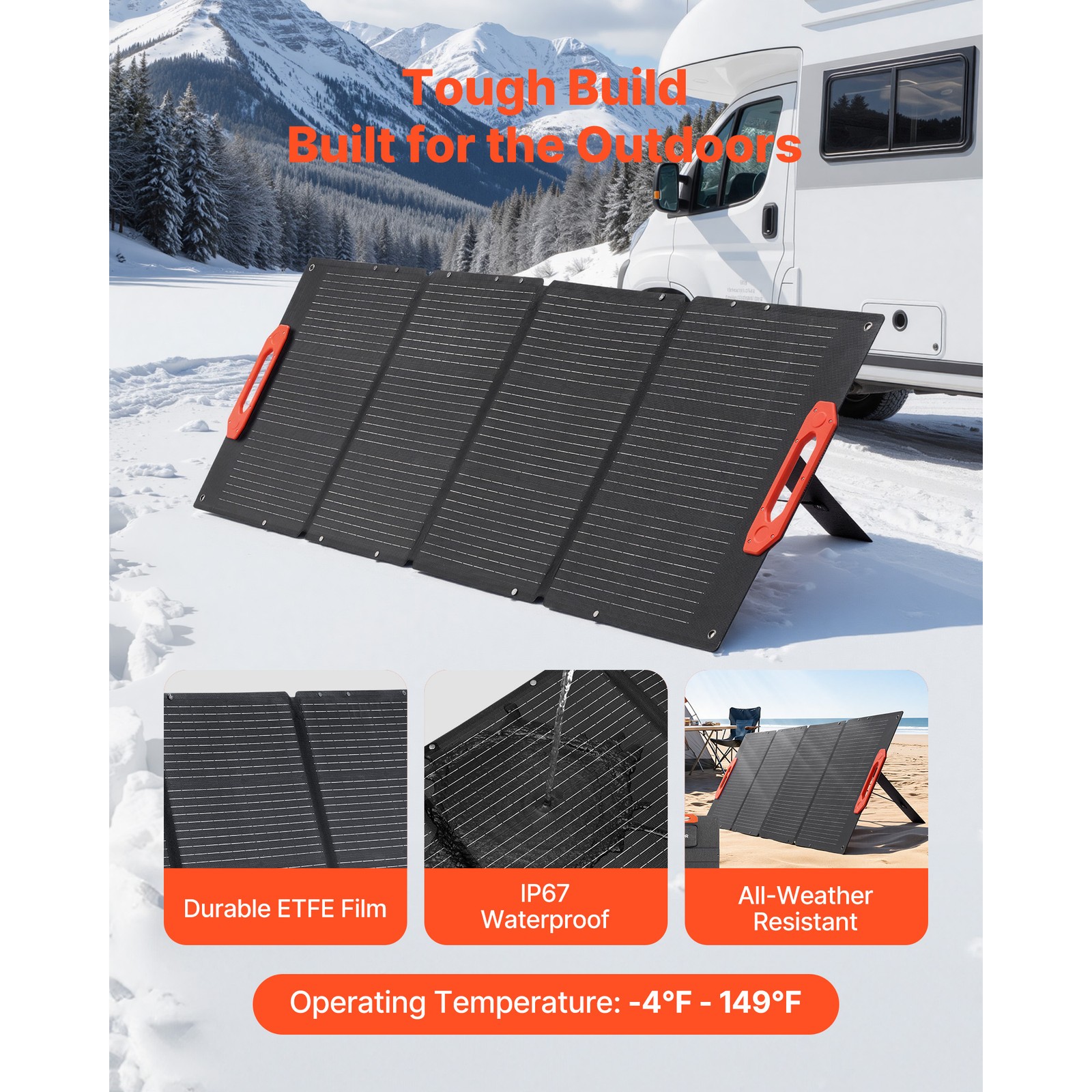 Uimoso 150W Portable Foldable Solar Panel with Monocrystalline ETFE Design