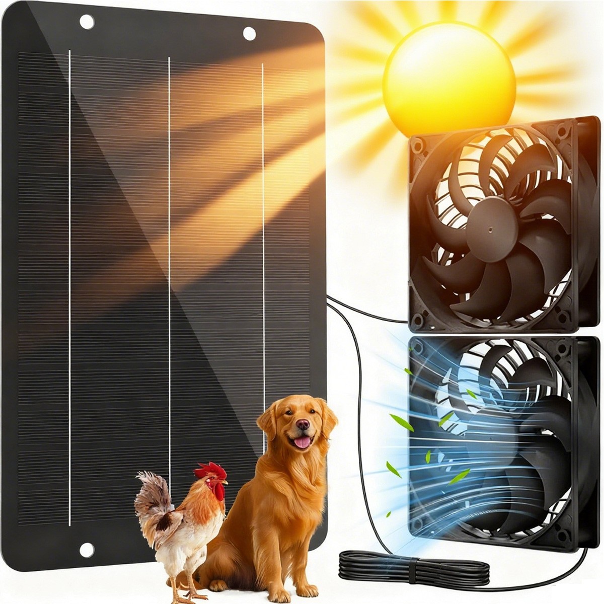 Solar Powered Fan Kit IP65 Weatherproof Intake or Exhaust Air Fan for Coops NEW