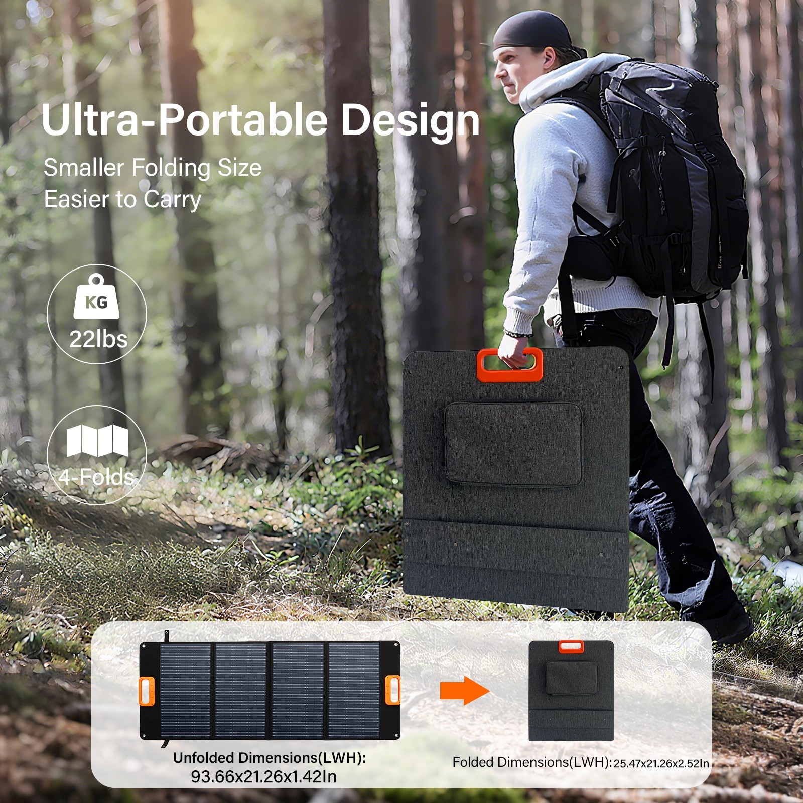 High-Efficiency 200W Quad-fold Portable Solar Panel for Power Station Off-Grid