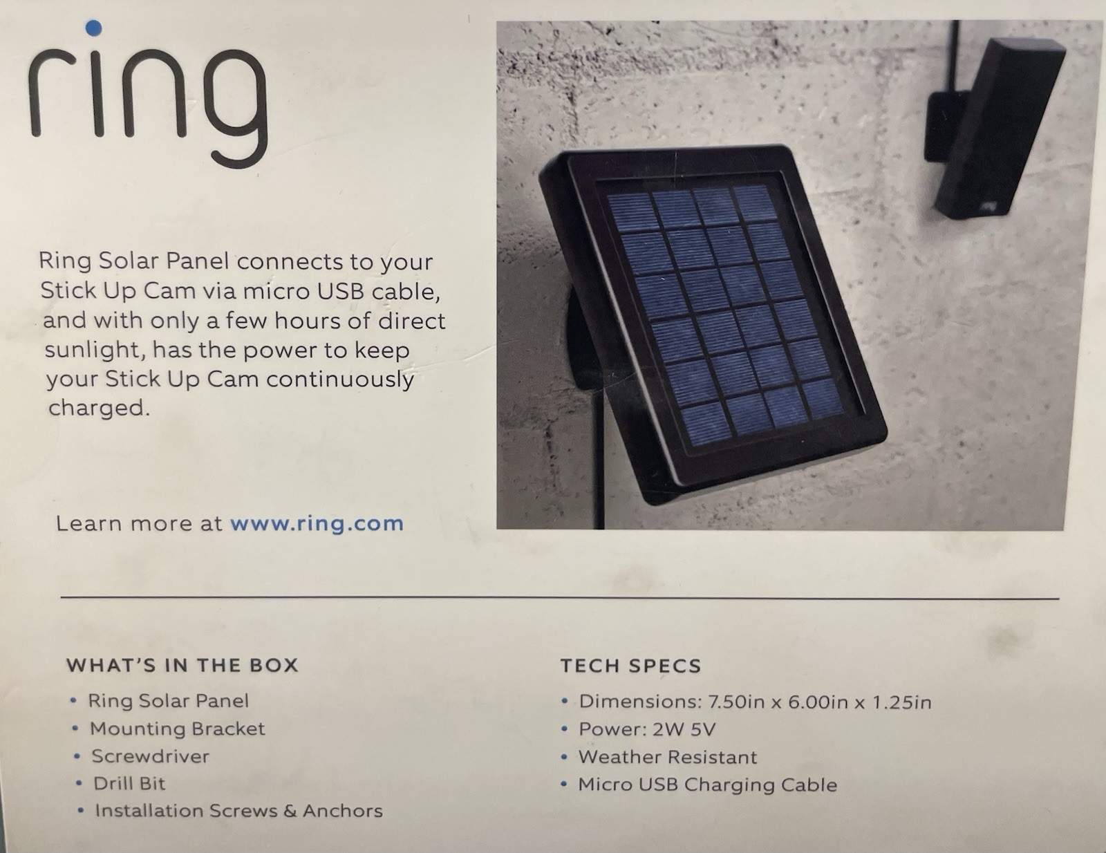 Ring 2nd Gen Solar Panel for Select Ring Security Cameras