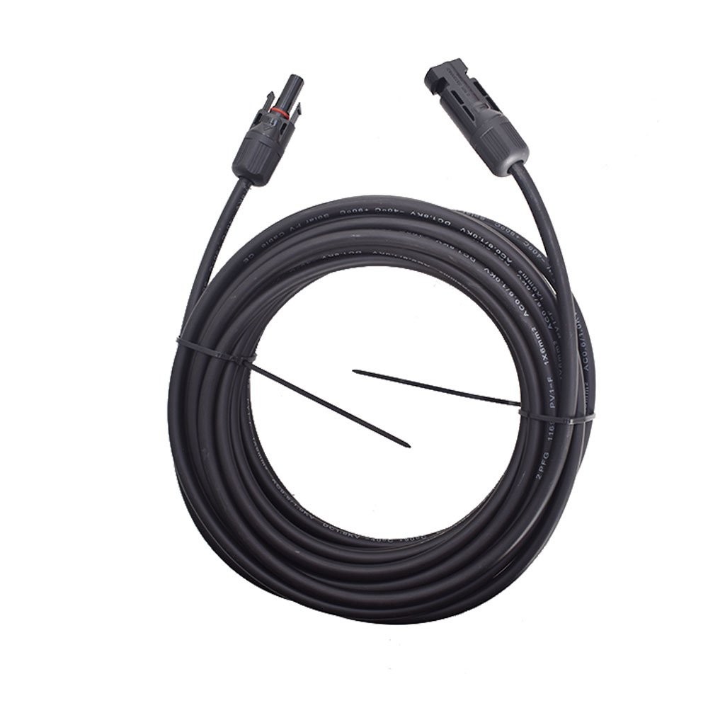 1 Pair 10AWG 25 Feet Black + Red Solar Panel Extension Cable Wire Connector
