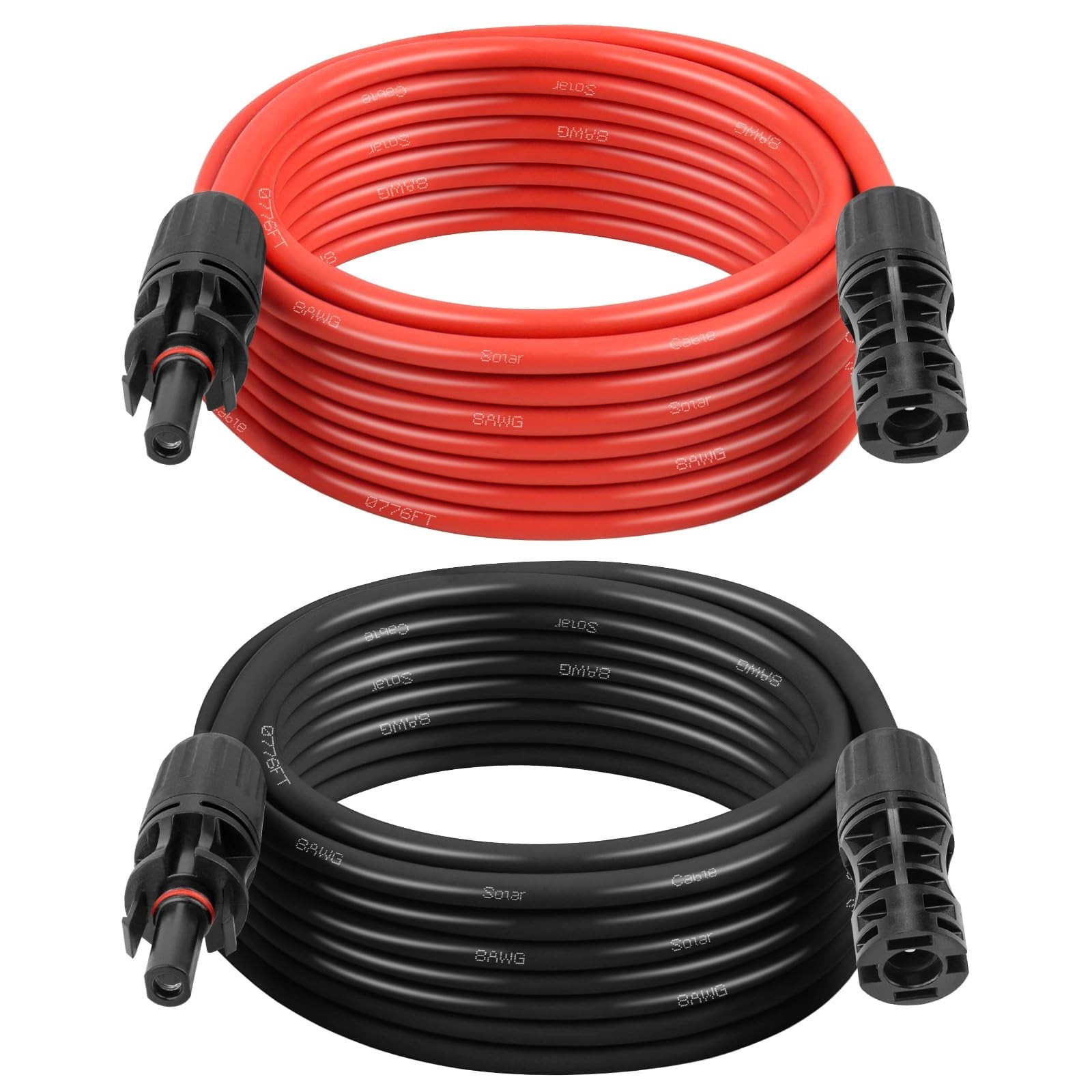 20FT 8AWG Solar Panel Extension Cable with Waterproof Connectors for RV, Home, B