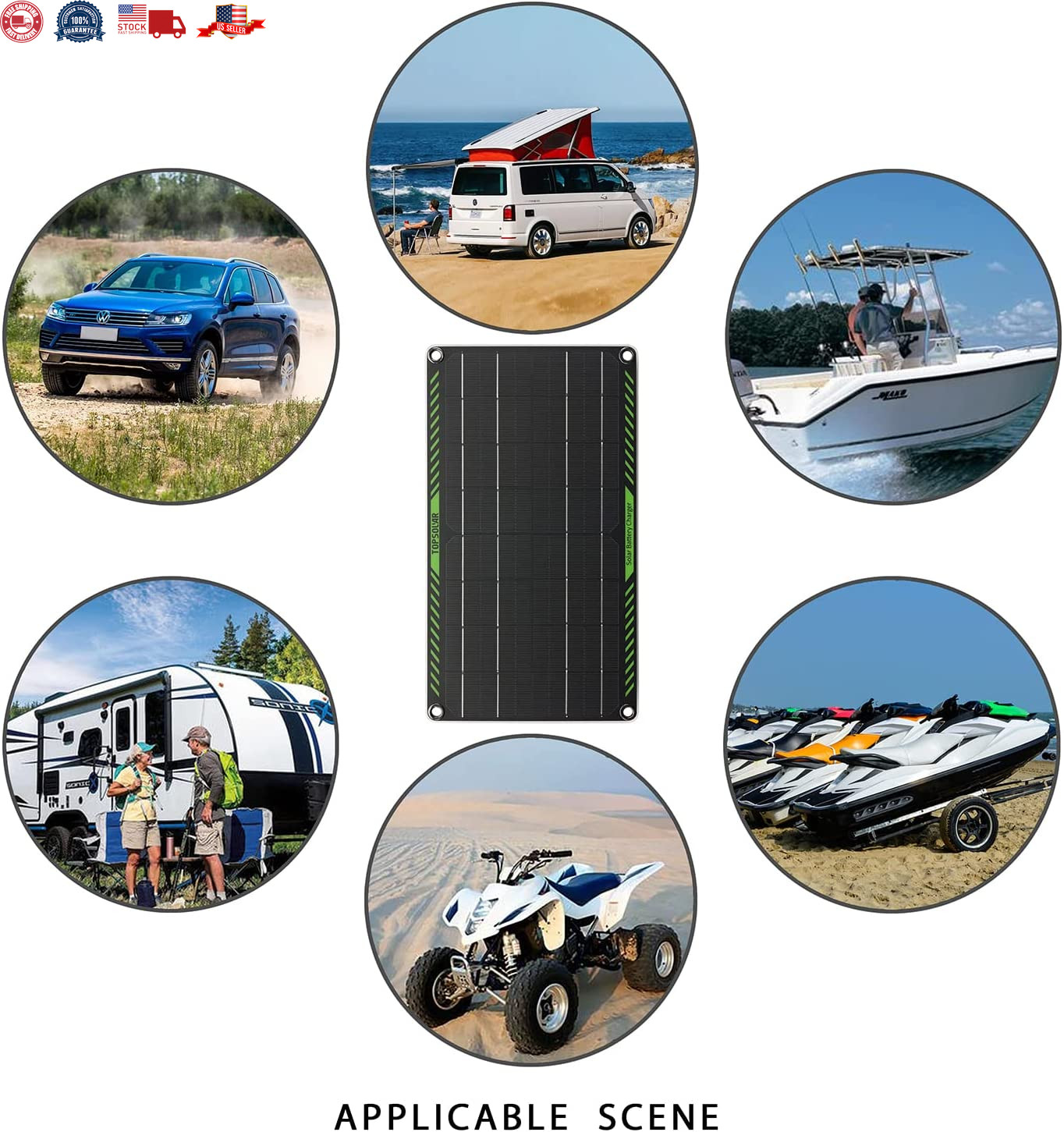 10W Solar Battery Maintainer Waterproof Car RV Boat Charger 12V Tender Trickle