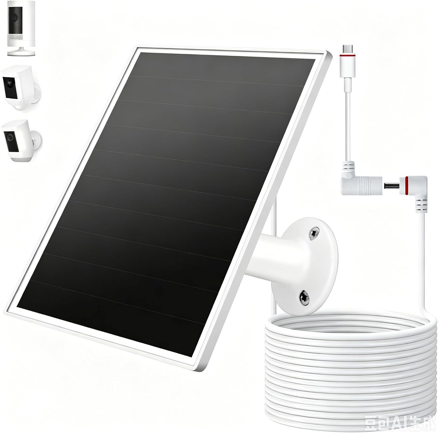 Solar Panel for Ring Camera, 6W Solar Charger with USB-C & Barrel Plug for Ring