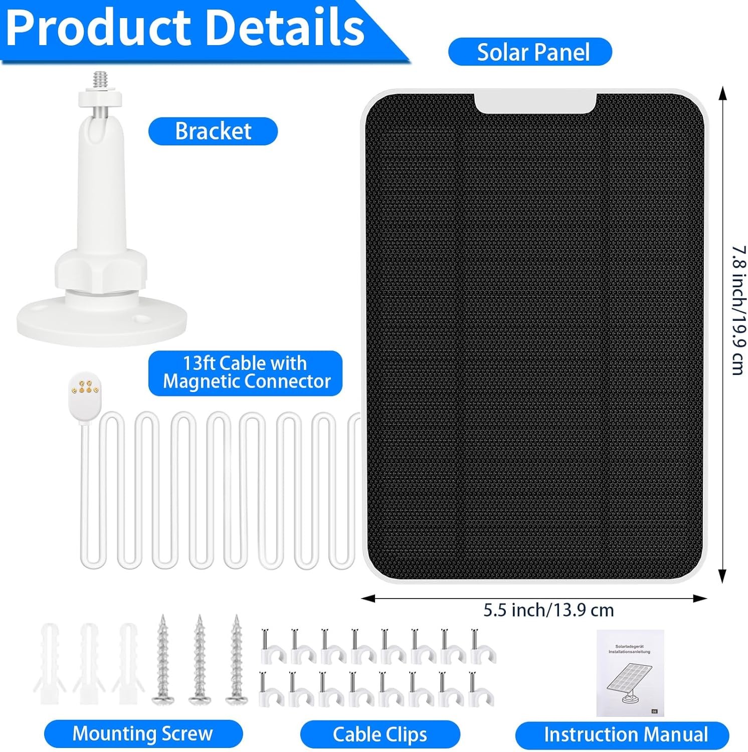 Solar Panel for Google Nest Camera Outdoor Battery Version,4W IP66 Waterproof So