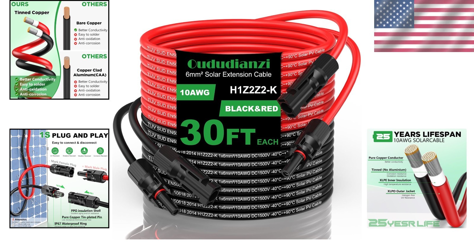 High-Performance 30ft Solar Extension Cable – UV & Moisture Resistant Connectors