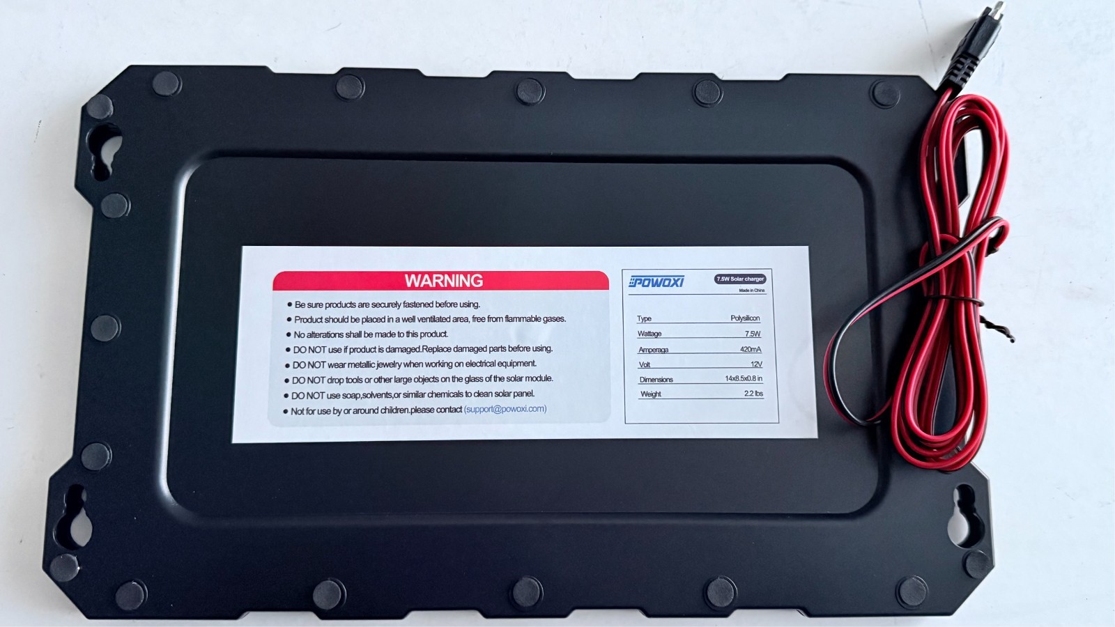 POWOXI 7.5w 12v Solar Battery Trickle Charger Maintainer for Car, Automotive