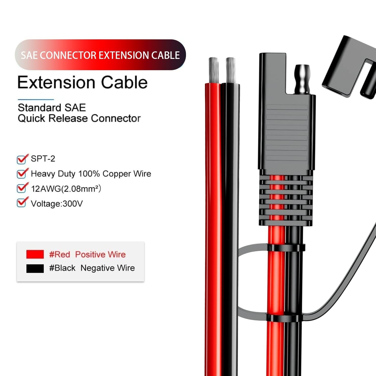 4 Pack SAE Extension Cable, 14Awg 30Cm Automotive Dc Power Extension for Sola…