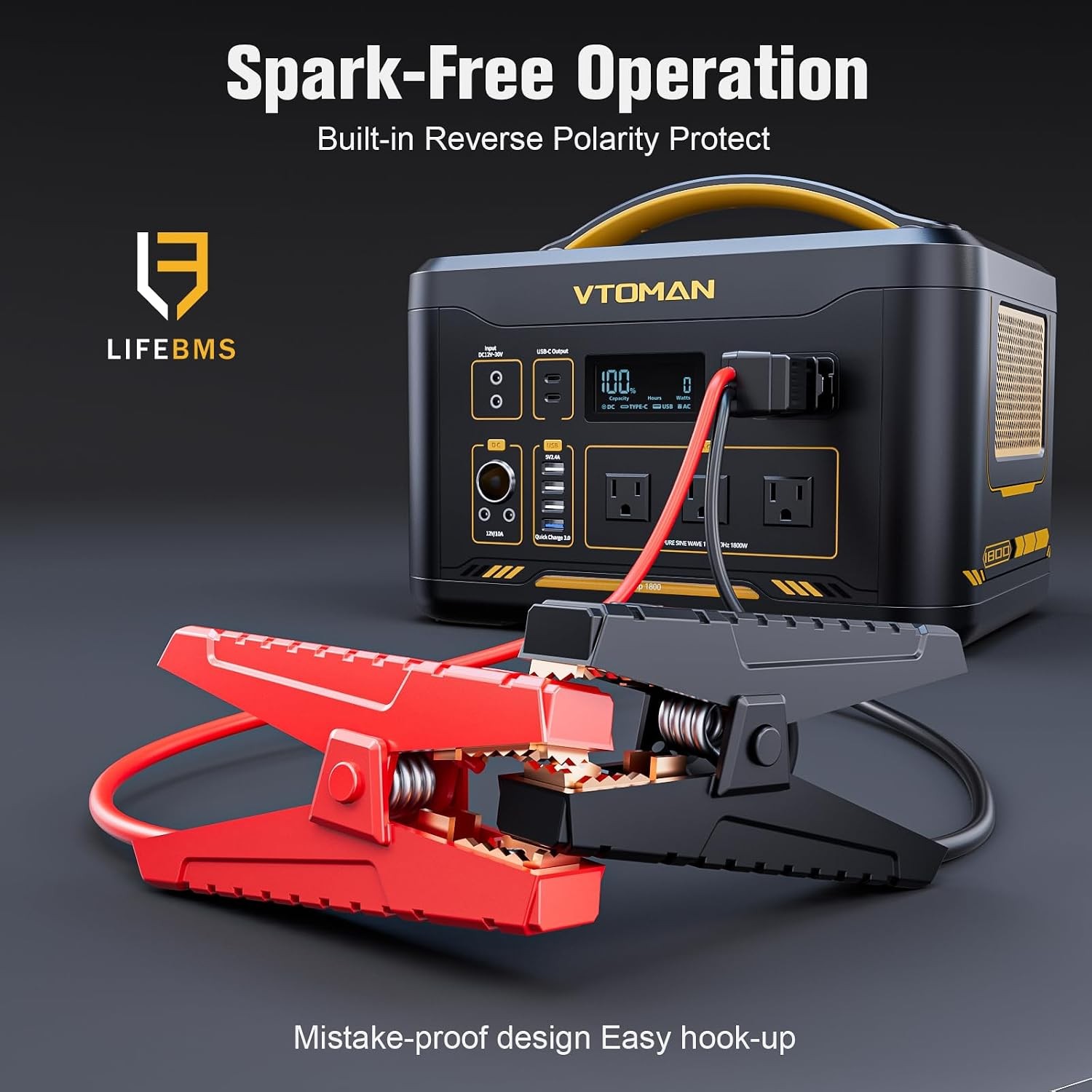 VTOMAN Jump 1800 Portable Power Station &12V Car Jump Starter, 1548Wh LiFePO4