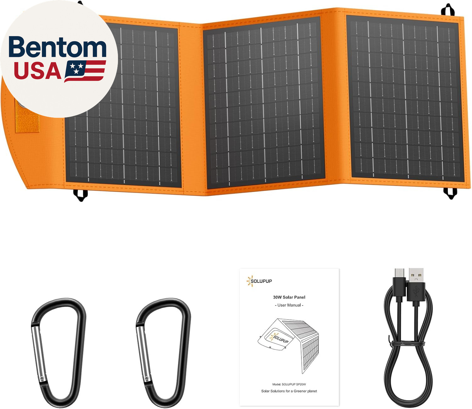 Solar Panels 30W Portable Foldable Solar Charger with 5V USB-A and USB-C Fast Ch