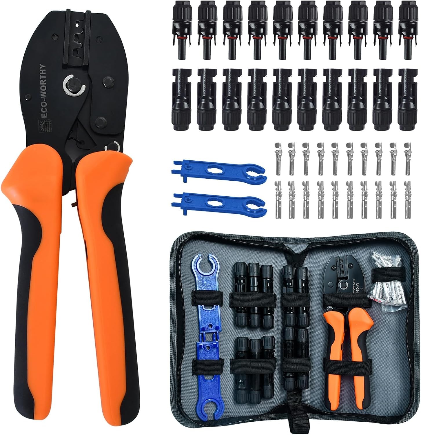ECO-WORTHY Solar Crimper Tool Kit 13 PCS Solar Tools – a Crimper, 10 Pairs of…