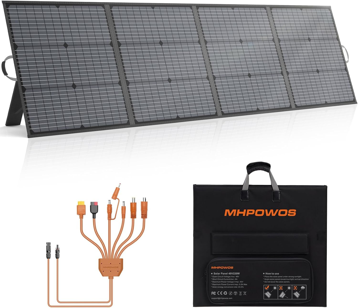 Portable Solar Panel 220W 40V Monocrystalline Foldable Solar Panels Charger Powe