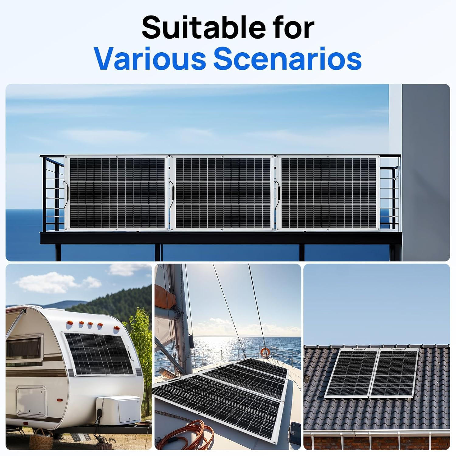 ECO-WORTHY Waterproof Monocrystalline Lightweight Solar Panel 2Pcs 130 Watt (260