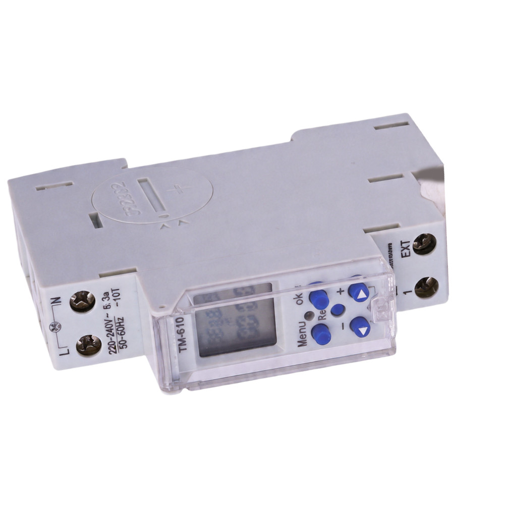 DIN Rail Timer Adjustable Time Intervals Clear Digital LCD Easy Installation