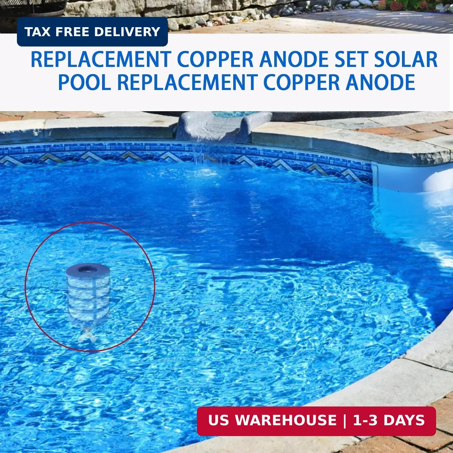 6 Pcs Copper Anode Replacement Kit Solar Pool Replacement Copper Anode,4.13 x 0.