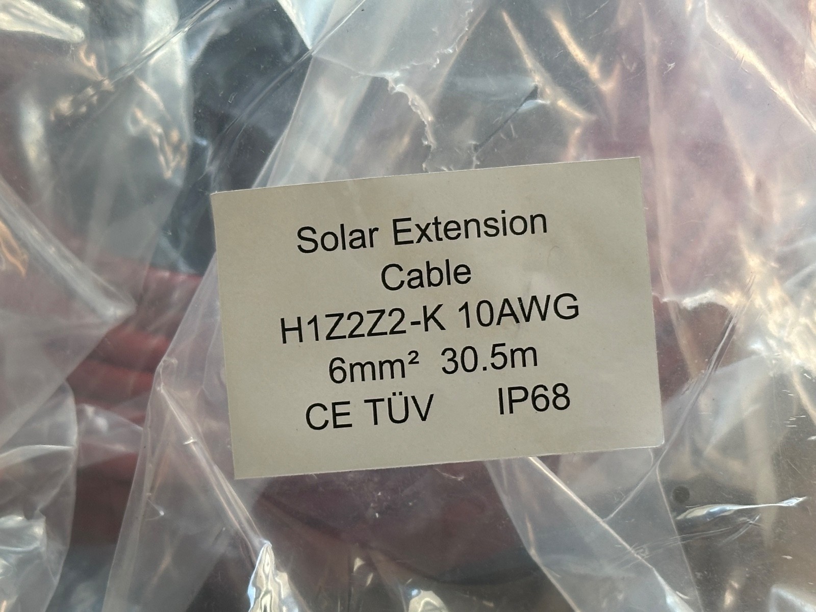 2 Pack 100ft 10AWG Red+Black Solar Cable Tinned Copper H1Z2Z2-K RV Boat PV