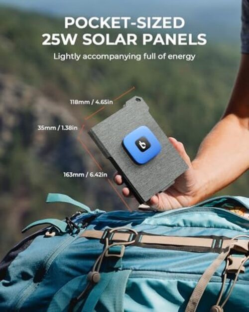 [Upgraded] Ultra-Light Portable 25W Solar Panel Charger with USB-A and Grey