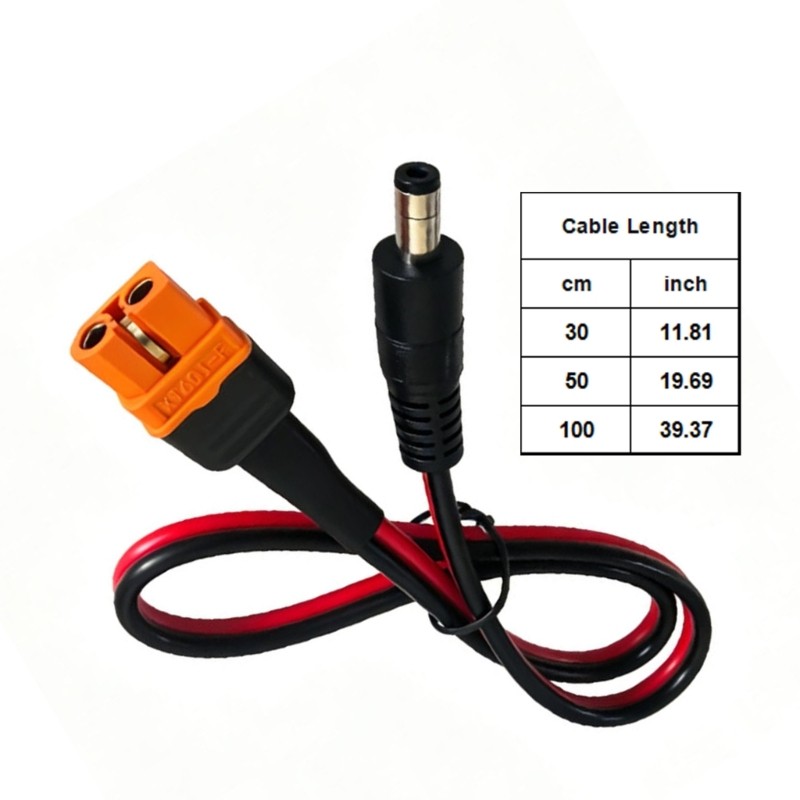 Professional XT60if To DC5521 Adapter Line For Solar Panel Systems 30-100cm