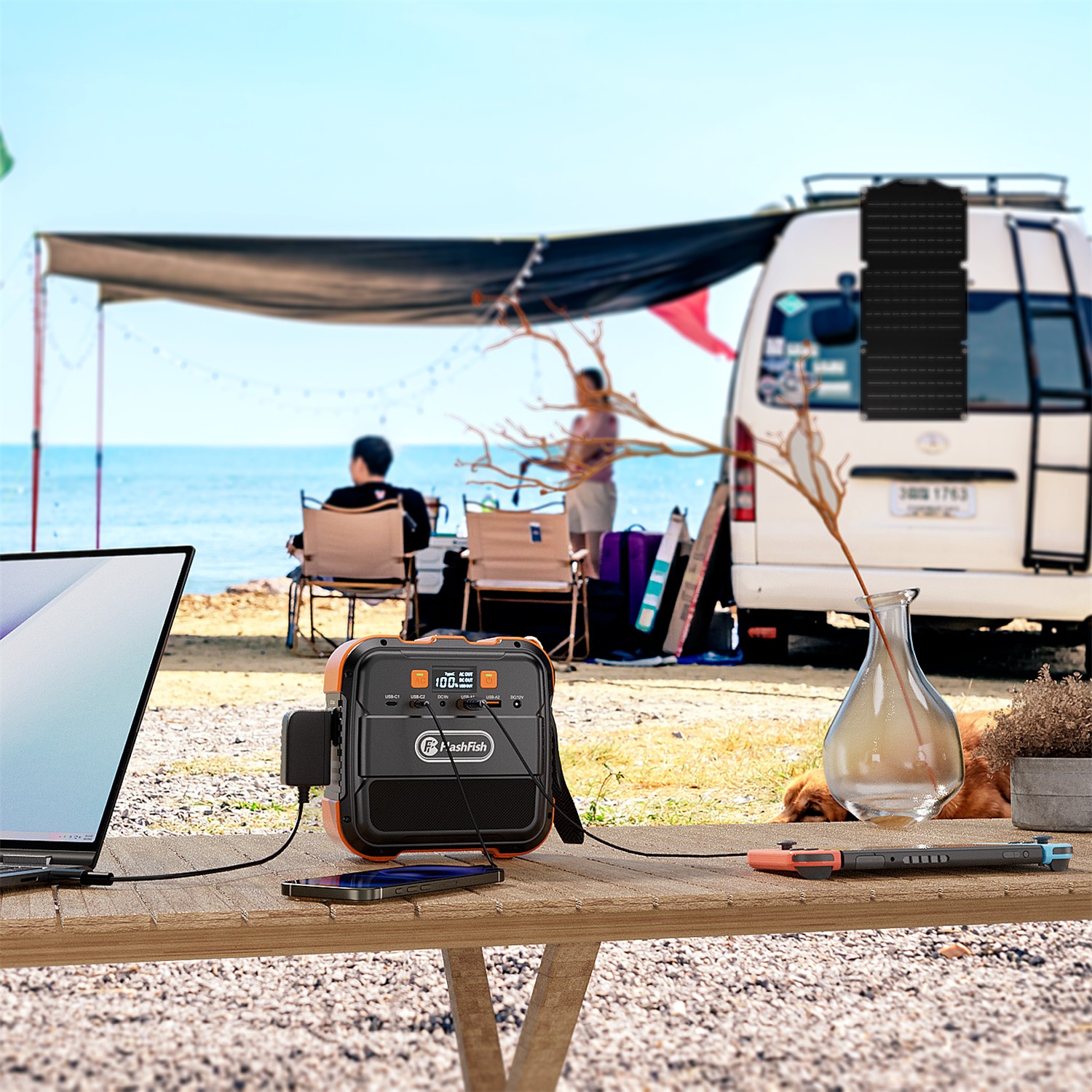 Flashfish Solar Power Generator Li-ion 120W 98Wh With Solar panel 30W US Stock