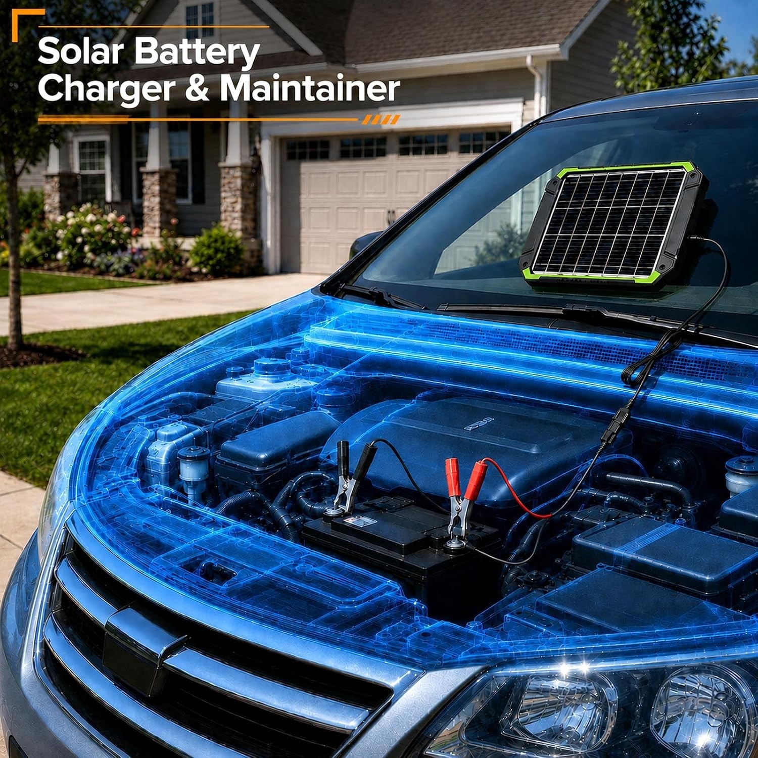 TOPRAY 20W 12V Solar Battery Maintainer & Trickle Charger | Battery Drain Red…